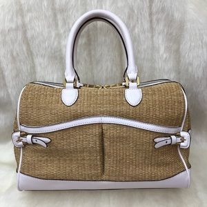 LRL Lauren Gipson Woven Straw & Leather Satchel